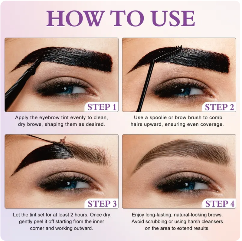 Tattoo Eyebrow Gel Peelable Dye, Eyebrow Makeup Gel, Vibrant Long-Lasting Up to 3 Days, Anti-Fade Transfer Resistant, Net Weight 10g/0.35oz, Natural Look