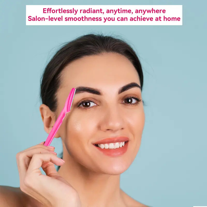 Eyebrow Grooming Kit, Stainless Steel Eyebrow Tools with Safety Caps, Facial Trimmer, Eyebrow Trimmer, Bikini Line Trimmer, Unisex Hair Remover, Gently exfoliates and removes facial hair for smoother skin