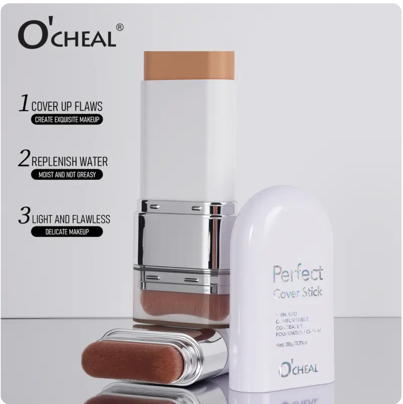 "The Eraser" Dual-Ended Foundation Stick with Brush — Natural Coverage, Waterproof, Non-Caking — Foundation & Concealer