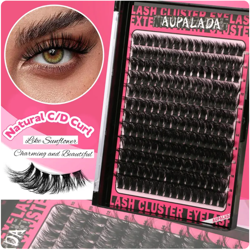 Amazing! 4 Styles MAX-PACK Cluster Lash Extension Gift Set | Includes Natural Styles + Extra Volume | Soft & Lightweight | Comes with Glue, Tweezers & Brush | Easy DIY at Home | 1 Set Mixed Length Individval Eyelash Extensions Kit