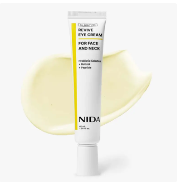 NIDA Revive Eye Cream For Face And Neck (40mL) / Probiotic Solution, Retinal, Peptide / Wrinkles, Fine Lines, Aging Skin