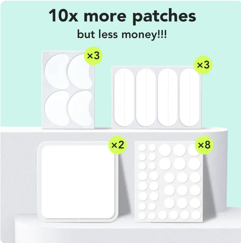LitBear Skincare Large Pimple Patches 7 Sizes 306 Patches Acne Spot Treatment XL Hydrocolloid Bandages for Full Face Forehead Back and Body Skincare，Mothers Day Gifts