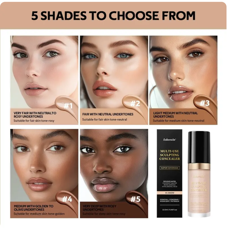 lakerain Multi-use Sculpting Concealer, Hydrating Flawless Coverage, Long-Lasting Matte Finish, All-in-One For Concealing, Contouring & Highlighting, Natural Flawless Makeup, Skin-Friendly Formula, Multiple Shades Options, Must-Have Cosmetics for Women