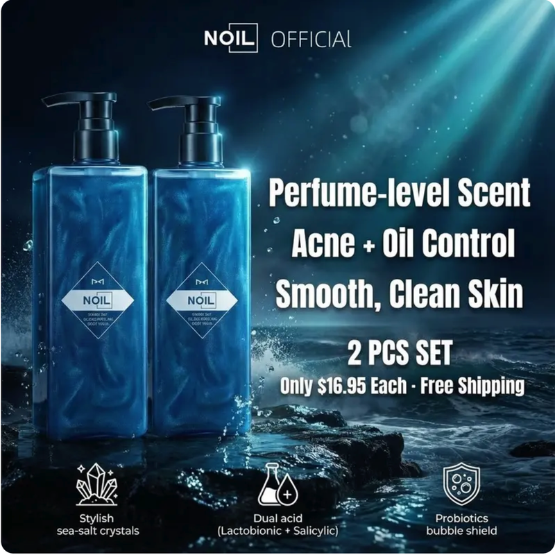 NOIL 2-Pack Perfume Shower Gel Brightening pH-Balanced Acne-Clearing Body Wash with Oceanic Woody Fragrance for Daily Use